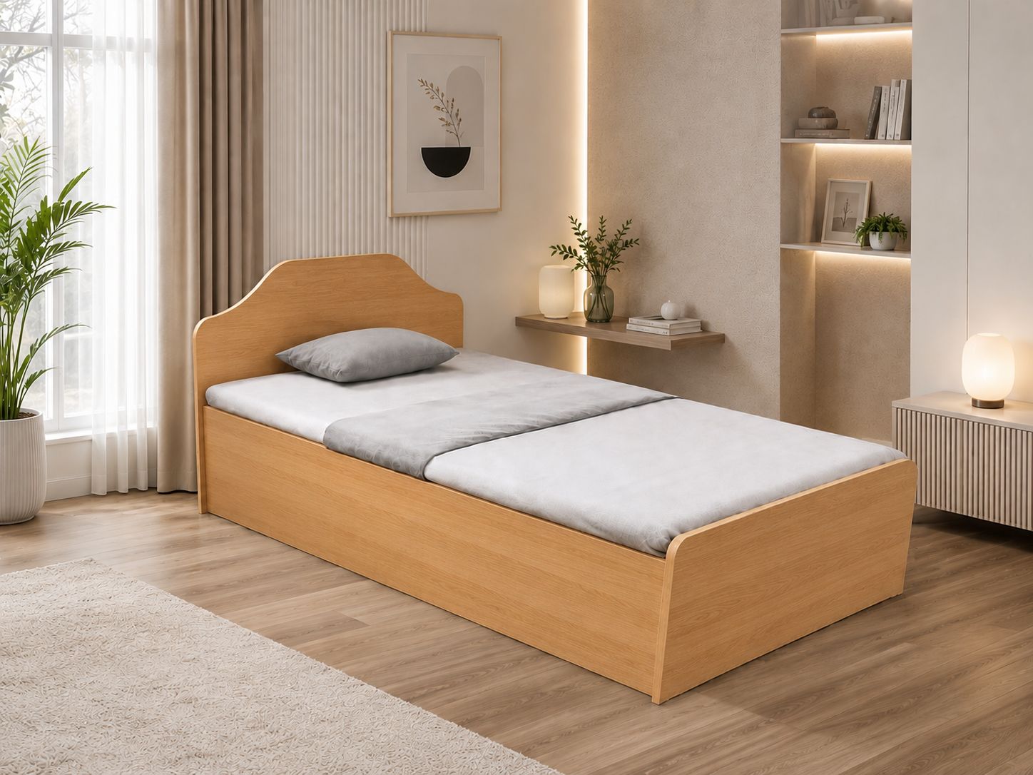 تخت خواب یک و نیم نفره جنس نئوپان با روکش ملامینه کد t06